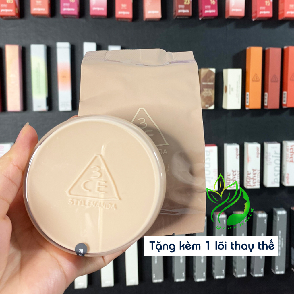 Phấn Nước 3CE Glow Cushion SPF50+ PA+++ 15g  Màu 002 Tone Tự Nhiên