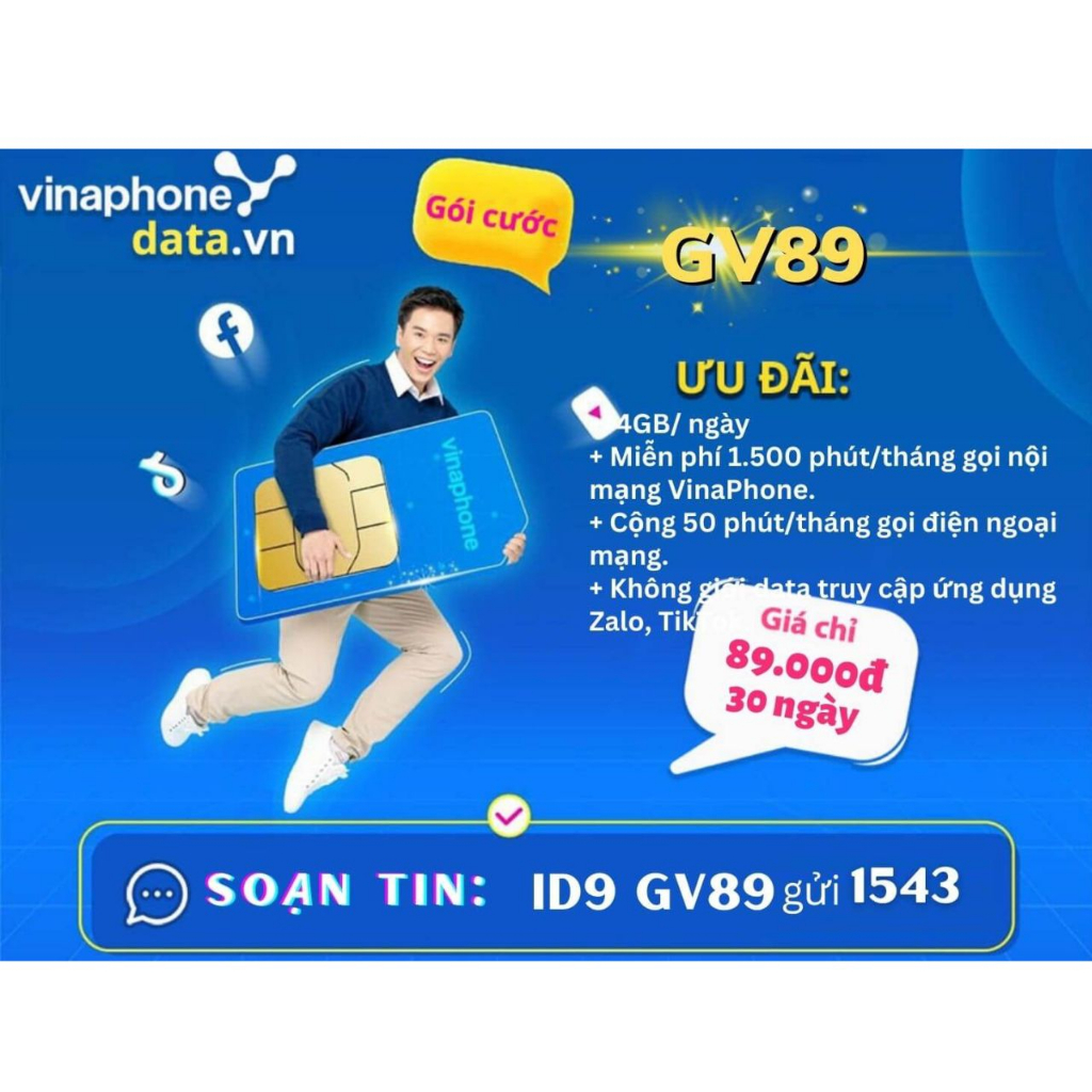 Sim 4G vinaphone U1500 FHAPPY GV89 trọn gói 12 tháng không cần nạp tiền
