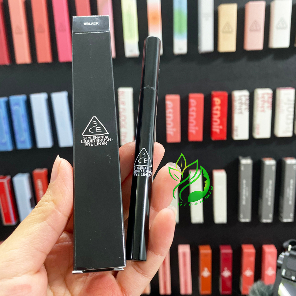 Kẻ Mắt Nước 3CE LIQUID BRUSH EYE LINER 1g #BLACK Siêu Mảnh Chống Nước Bền Màu Cả Ngày