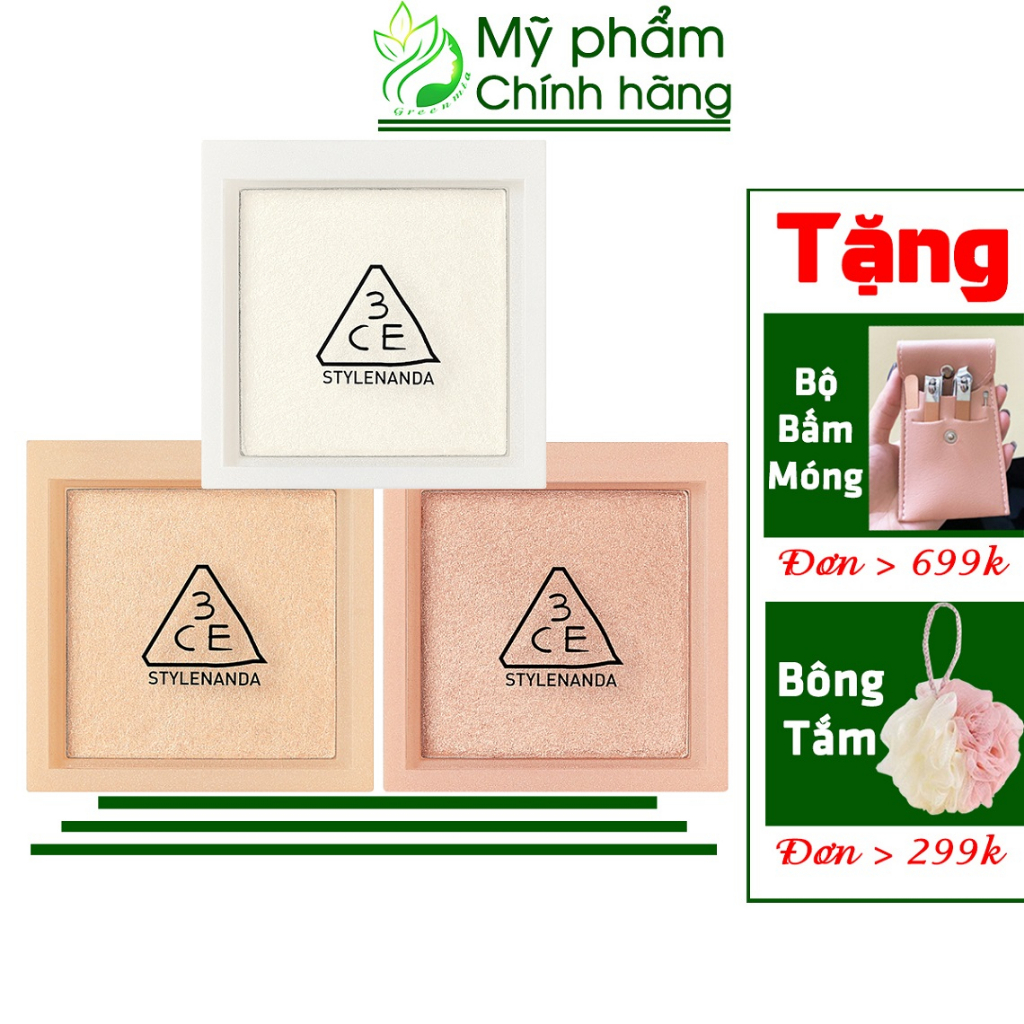 Phấn Bắt Sáng 3CE Highlight 3 MÀU FACE HIGHLIGHTER Hộp Vuông 4,8g [CHECK HIDDEN TAG]
