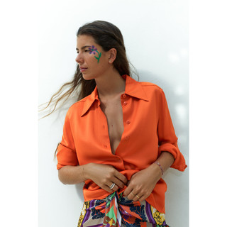 *[ ZARA AUTH ] - ÁO SƠ MI VẢI RŨ BÓNG - MỚI 100%