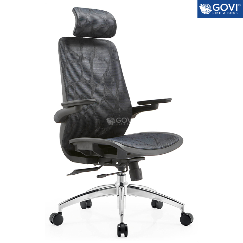 Ghế công thái học Ergonomic GOVI Como C212A - Tựa đầu điều chỉnh độ cao, lưng và đệm bọc vải lưới 3D, thiết kế tinh tế