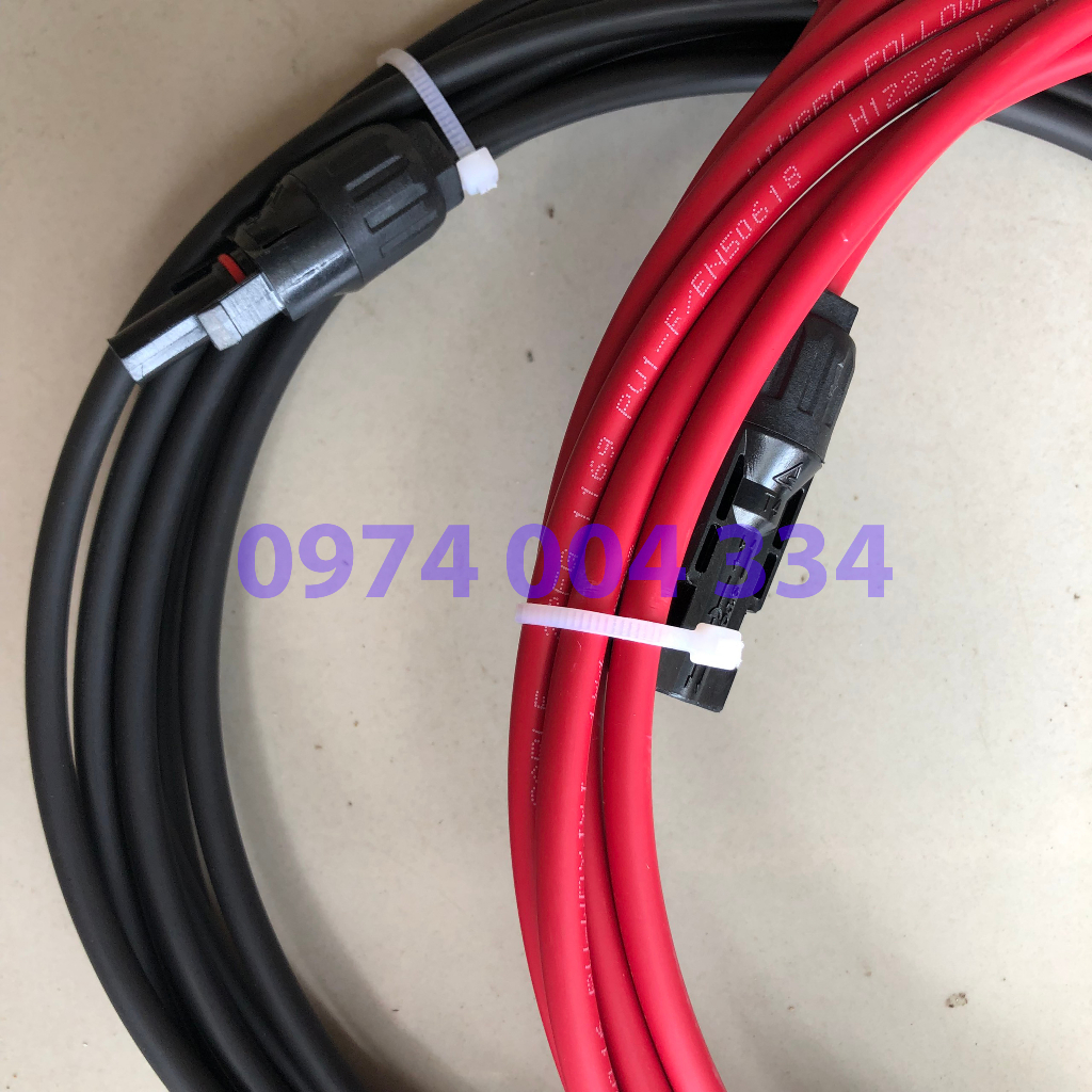 05 mét đôi dây điện PV/DC 4.0 bấm sẵn MC4 và đầu cos inox 304
