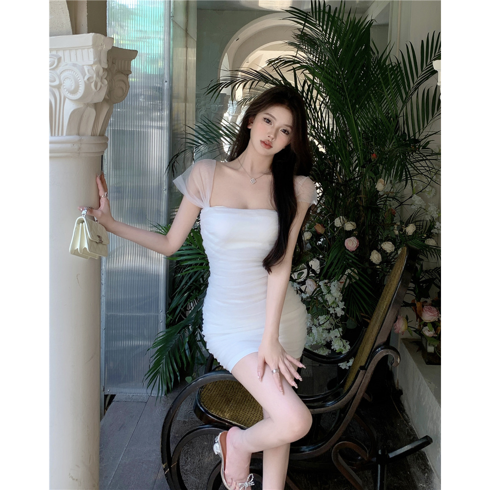 Váy nữ không tay thiết kế bó sát hàng Quảng Châu phong cách sang trọng thanh lịch 2023
