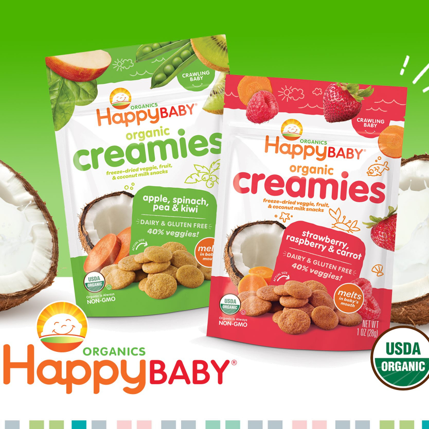 Bánh ăn dặm kem dừa hữu cơ Happy baby organic creamies 28g - Bituti Shop