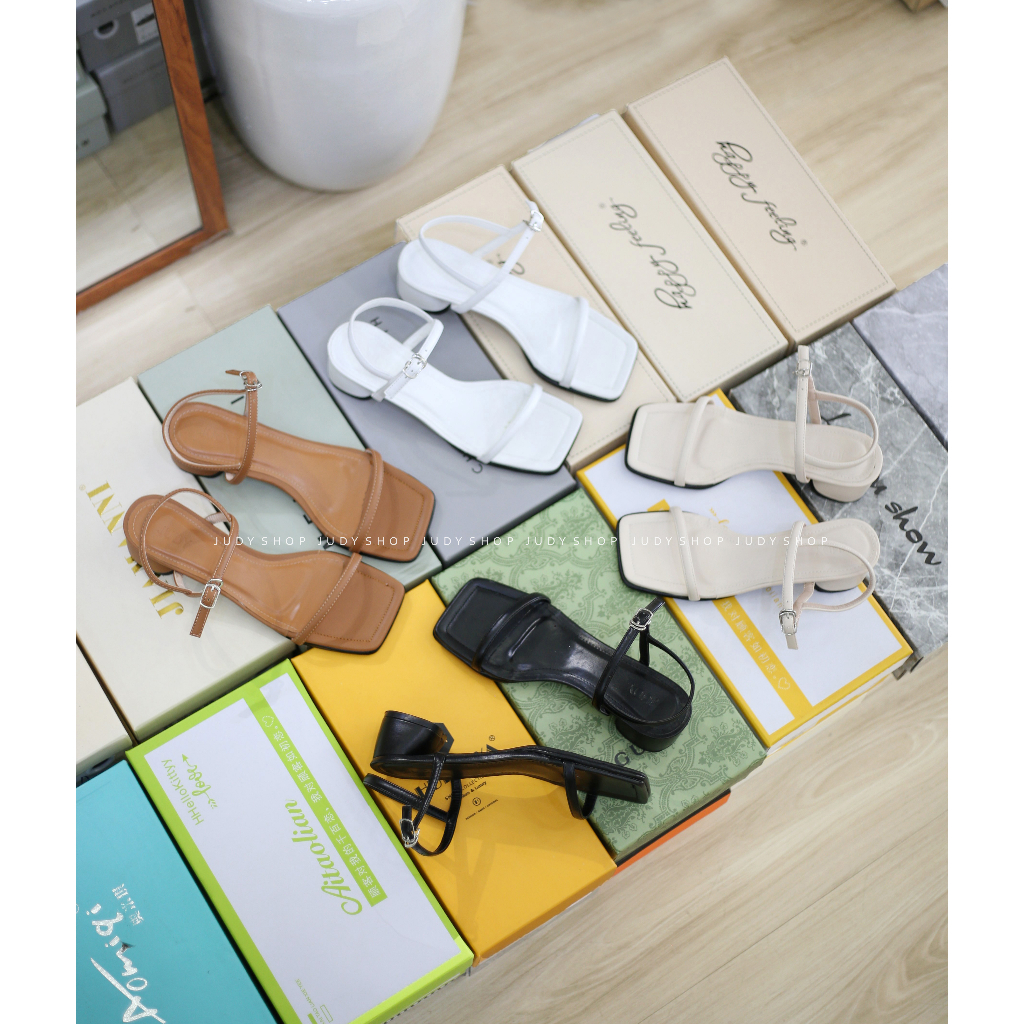 Giày Sandal Judy Dây Ngang Thanh Mảnh Cao 4p VNXK