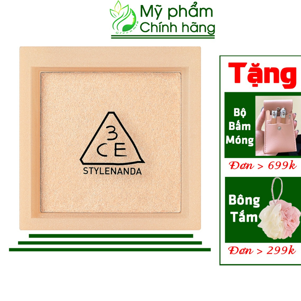 Phấn Bắt Sáng 3CE FACE HIGHLIGHTER GENTLE BEIGE Màu Be Sâm Panh Nhẹ Nhàng Hộp Vuông 4,8g [CHECK HIDDEN TAG]