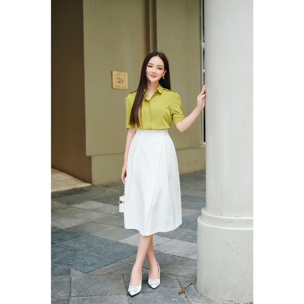 Áo Sơ Mi Nữ Dập Ly Cầu Vai Thời Trang  By LEMIA Design - LA23106