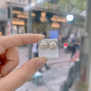 Khuyên tai Bac ngoc trai chốt xoáy sang chảnh cho các mẹ. Chuẩn Bạc
