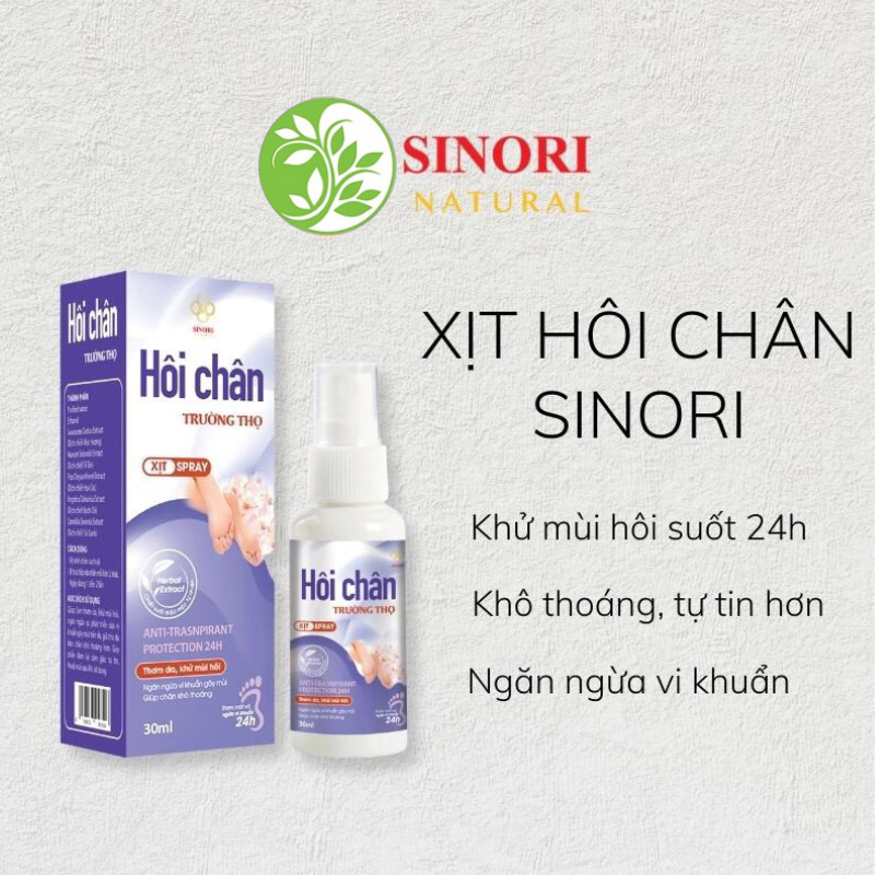 Xịt khử mùi hôi chân Sinori , kháng khuẩn mát lạnh , hạn chế mồ hôi , chính hãng 30ml