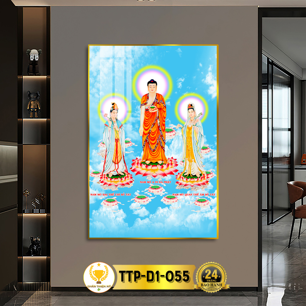 Tranh Phật Treo Tường Tráng Gương Tam Thế Phật CHÂN THIỆN MỸ, Quà Tặng, Trang Trí Phòng Thờ TTP-D1-055