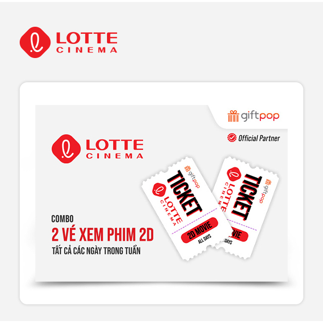 LOTTECINEMA - 2 Vé xem phim 2D tất cả các ngày trong tuần