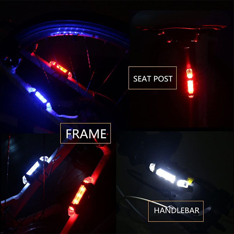 Đèn xe đạp hậu LED thể thao,Đèn hậu xe đạp chống nước 5 bóng Led nhiều chế độ sáng an toàn Tặng kèm sạc USB Full Hộp