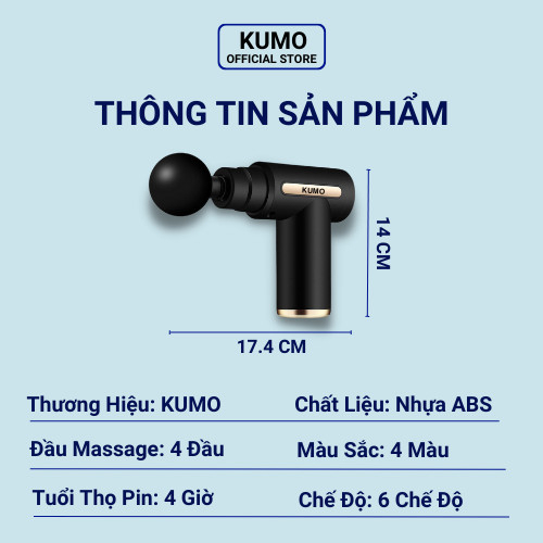 Máy Massage Đấm Lưng KUMO Mát Xa Cổ Vai Gáy 4 Đầu 6 Chế Độ Cao Cấp