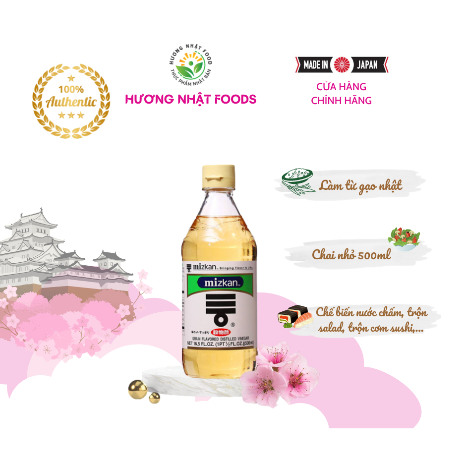 Dấm gạo Mitsukan Sushi Mizkan 500ML - Trộn cơm sushi, pha nước chấm, salad,..