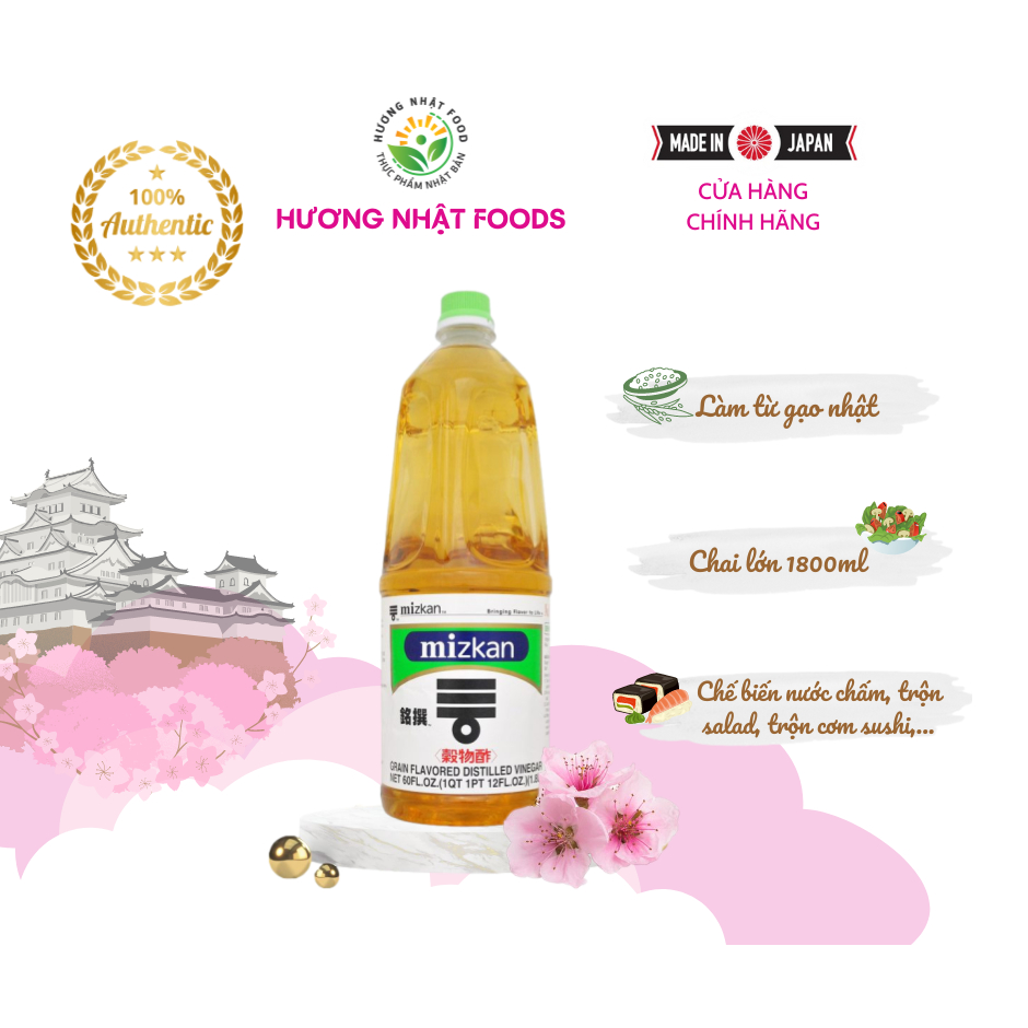 Dấm gạo Mitsukan Sushi Mizkan 1.8 Lít - Trộn cơm sushi, pha nước chấm, salad,..