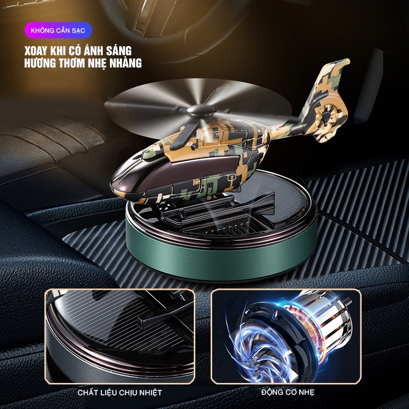 Máy Bay Trực Thăng Xoay Năng Lượng Mặt Trời Trang Trí Xe Hơi, Khử Mùi Ô Tô