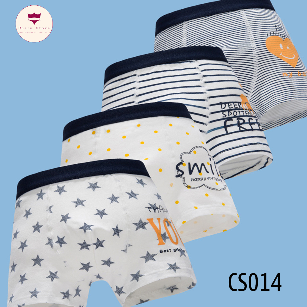 BabyBooFashion Set 4 quần lót đùi chip đùi bé trai 10-40kg  cotton cao cấp co dãn thoải mái mềm mịn CS014