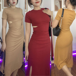 Đầm body dự tiệc, đi chơi nữ WENJI váy body xẻ eo, nhún eo tôn dáng