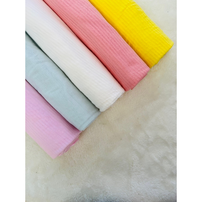 Vải cotton giấy Hàn màu baby