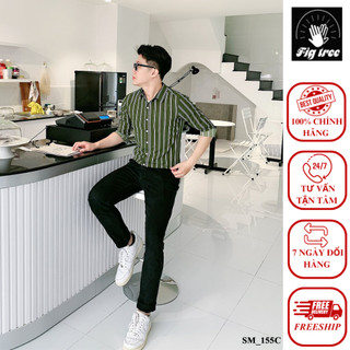 Áo Sơ Mi Nam Fig Tree Thời Trang Thiết Kế Sọc Xanh Cuốn Hút