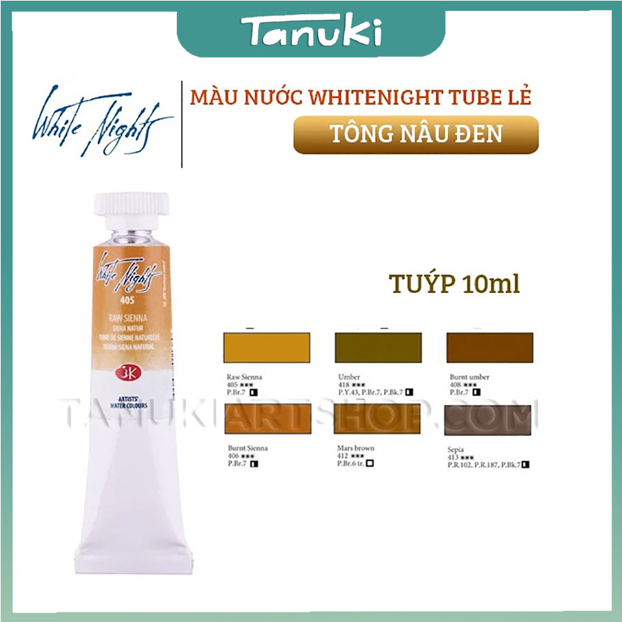 Màu tuýp lẻ White Nights (tông nâu, đen)