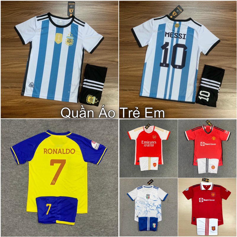 Bộ Quần Áo Đá Bóng Đội Tuyển Argentina Home 3 sao (Trẻ Em) - in full M10
