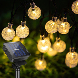 Dây đèn LED năng lượng mặt trời 8 chế độ không thấm nước, bóng bi bọt nước, dây dài 12m 100 bóng led