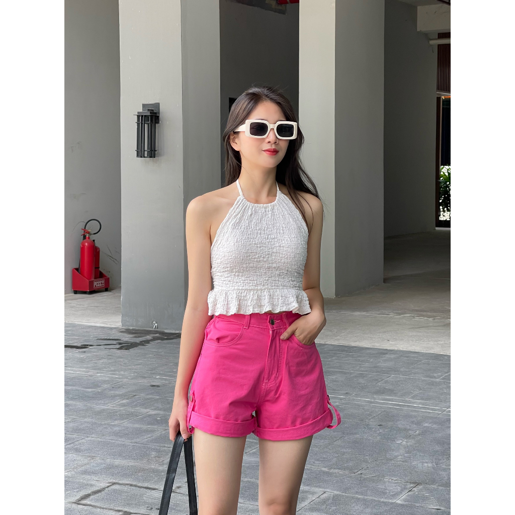 Quần short nữ kaki cạp cao lật lai nhiều màu thời trang, năng động - Xưởng May LTM