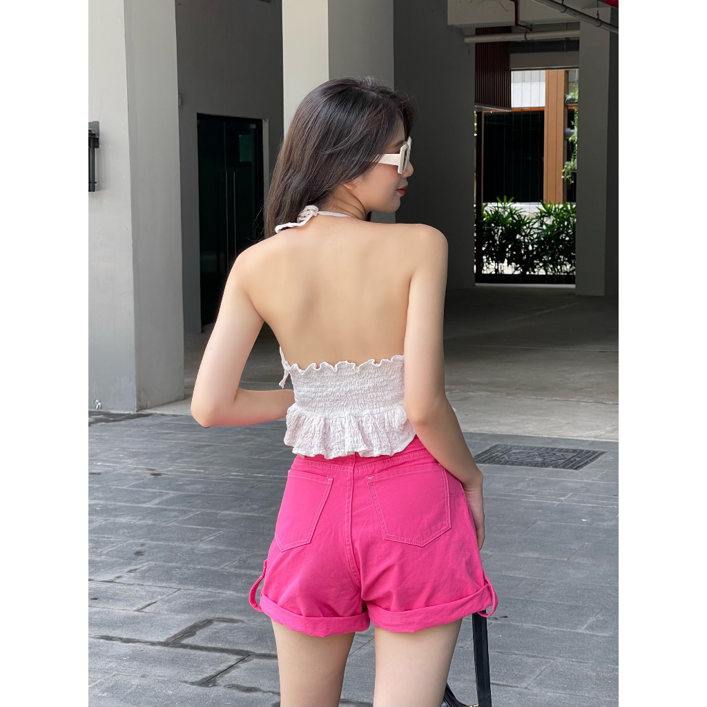 Quần short nữ kaki cạp cao lật lai nhiều màu thời trang, năng động - Xưởng May LTM