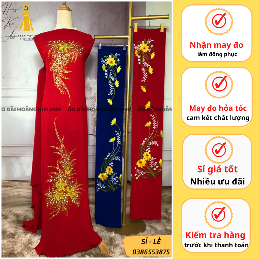 VẢI ÁO DÀI LỤA KẾT HOA CHO MẸ ĐẸP SANG TRỌNG TRUYỀN THỐNG, VẢI MAY ÁO DÀI CƯỚI LỤA CHIFFON CAO CẤP SỈ LẺ - Mẫu Đính 1