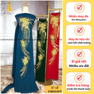 Vải áo dài lụa kết hoa cho mẹ đẹp sang trọng truyền thống, vải may áo dài cưới lụa chiffon cao cấp sỉ lẻ - mẫu đính 2