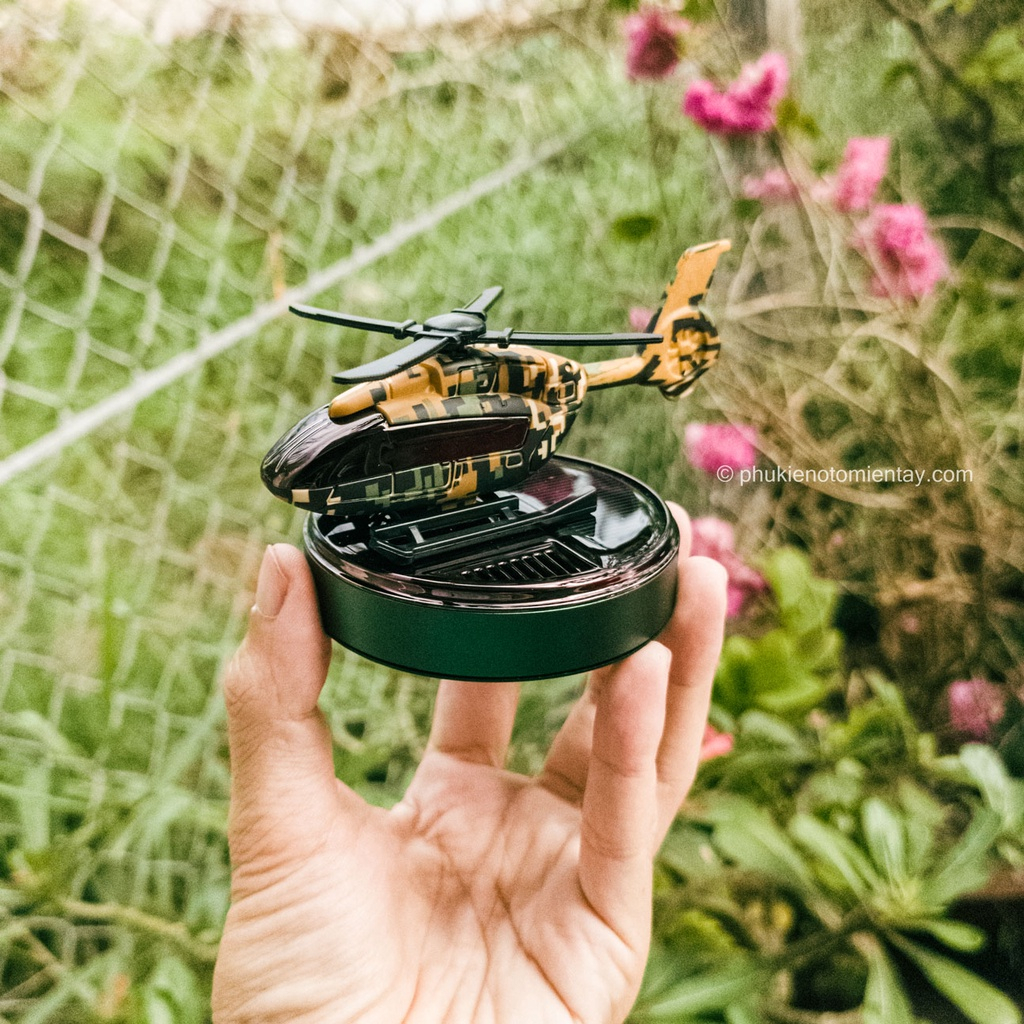 Máy Bay Trực Thăng Xoay Năng Lượng Mặt Trời Trang Trí Xe Hơi, Khử Mùi Ô Tô