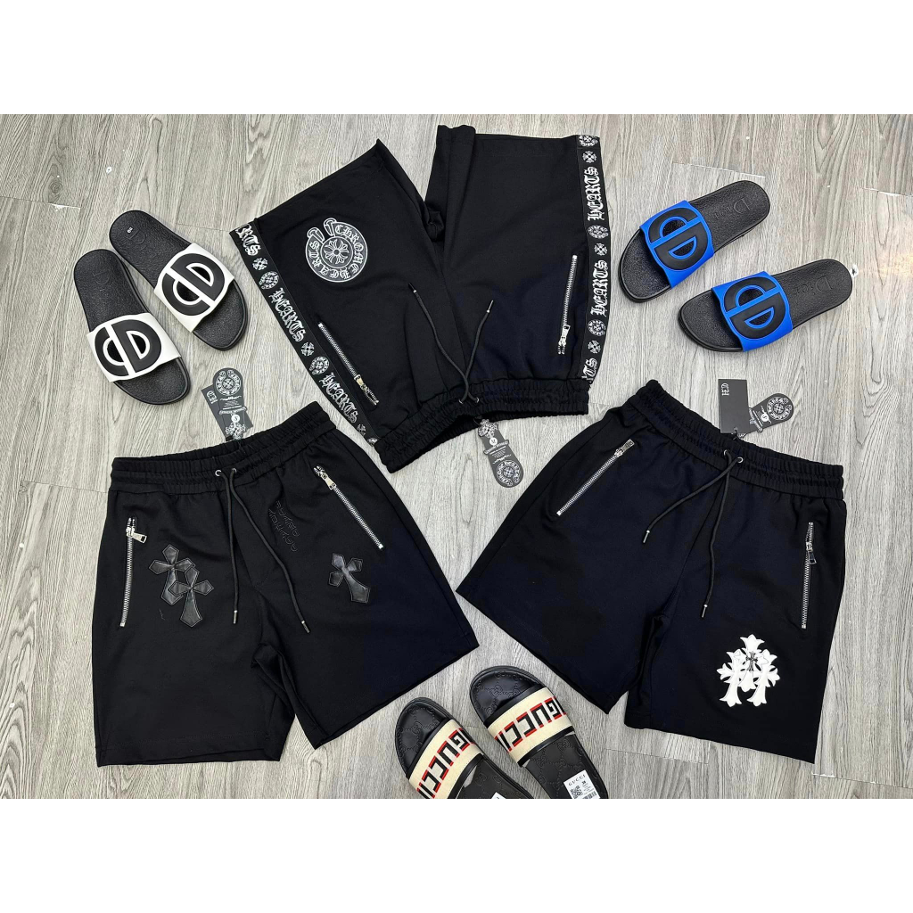 Quần short nam Chomm heart họa tiết thêu + phối da