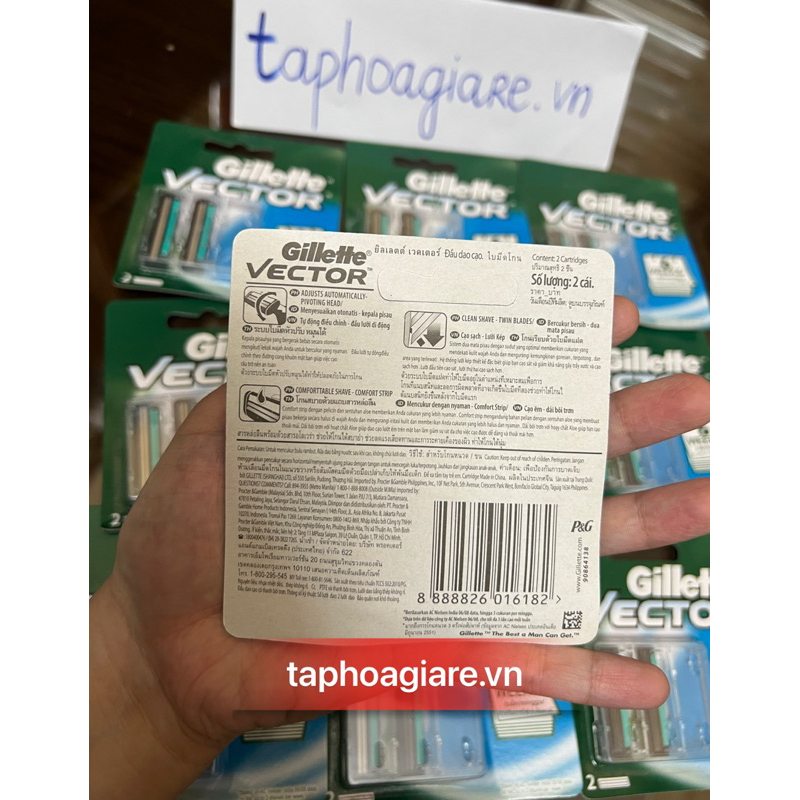 Bàn dao cạo râu Gillette Vector 2 lưỡi kép chính hãng