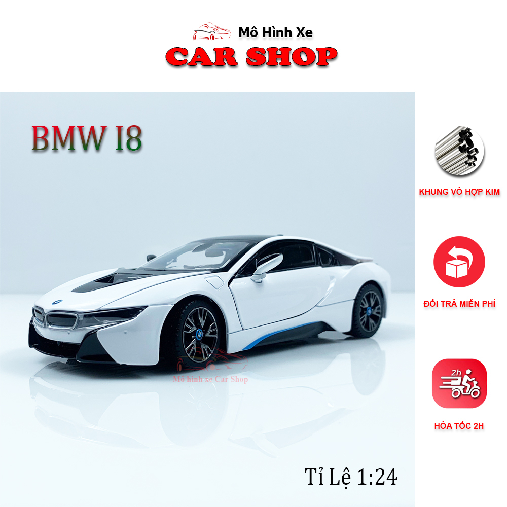 Mô hình xe BMW i8 tỉ lệ 1:24 Rastar [Kim loại,Full Box]