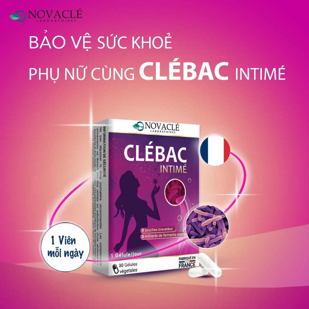 (Pháp) Viên uống Clebac INTIME Men Vi Sinh Giảm Khô Ngứa Vùng Kín 30v