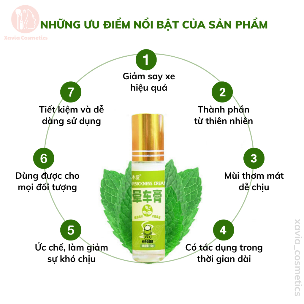 Thanh lăn thảo dược chống say xe - Tinh dầu bạc hà chống các triệu chứng buồn nôn, đau đầu, khó chịu do say tàu xe