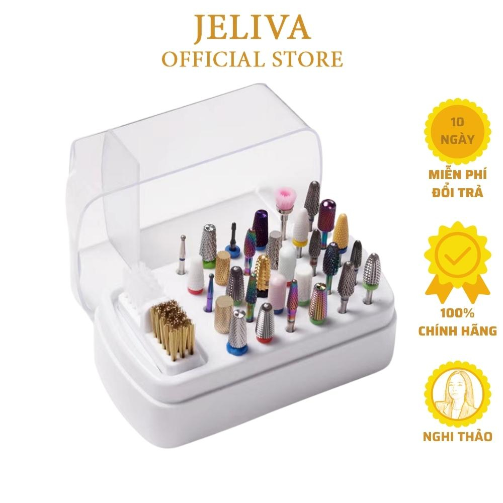 Hộp đựng đầu mài nail 2in1 kèm chổi vệ sinh JELIVA