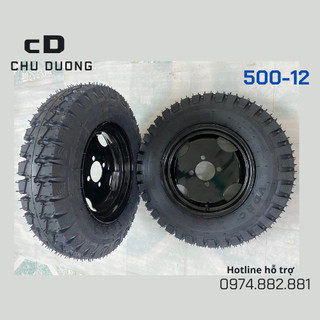 Hai bánh xe 500-12 hàng vdrc tim ốc 7x10cm chắc chắn lắp xe 3 bánh xe 4 bánh.