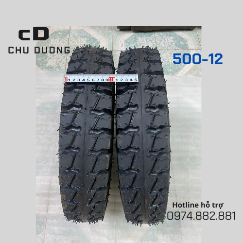 Hai bánh xe 500-12 hàng VDRC tim ốc 7x10cm chắc chắn lắp xe 3 bánh xe 4 bánh.