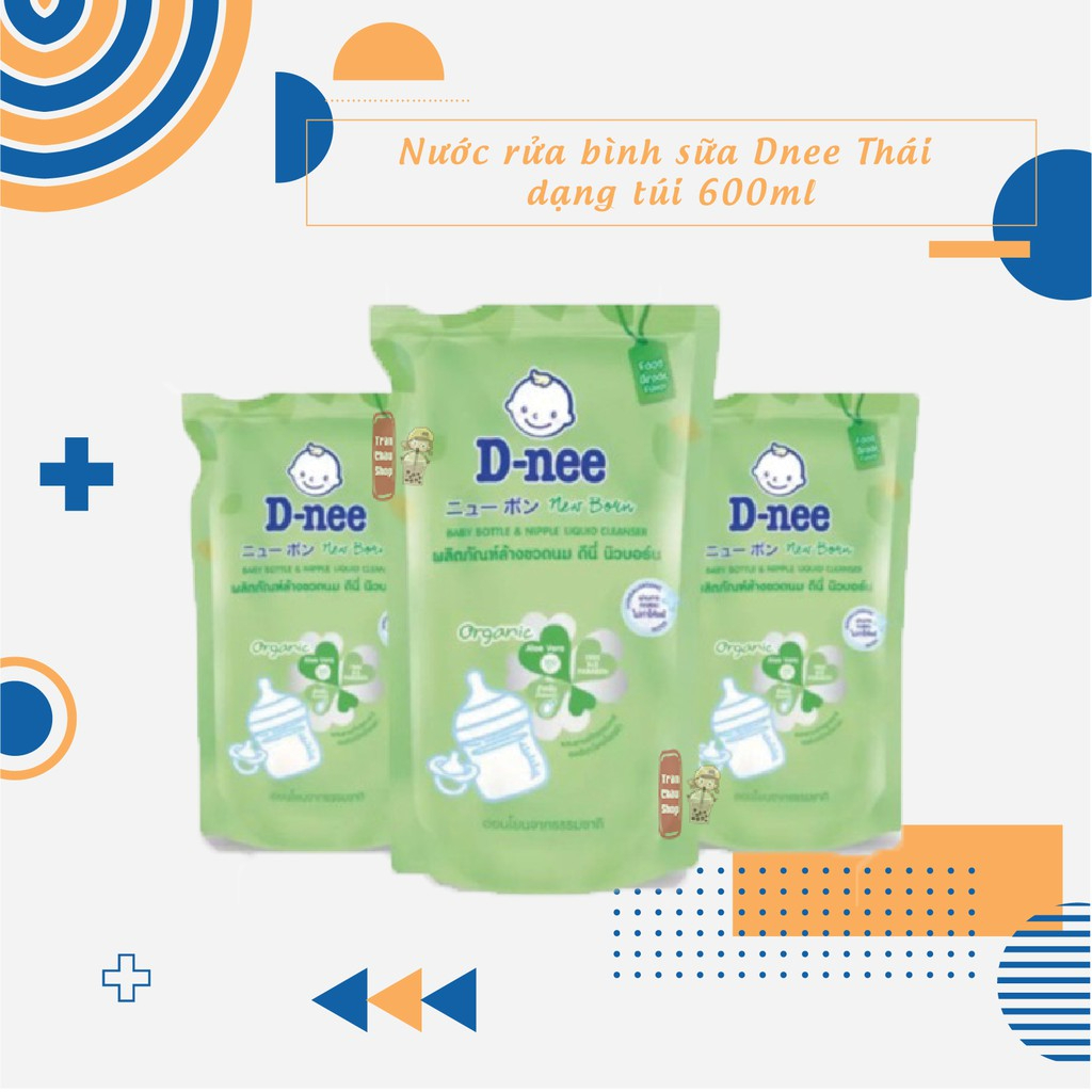 Túi Nước Rửa Bình Sữa Dnee, Nước Xúc Bình Sữa Dnee Organic Thái Lan 600ml An Toàn Cho Bé - tongkhohuyhoang168