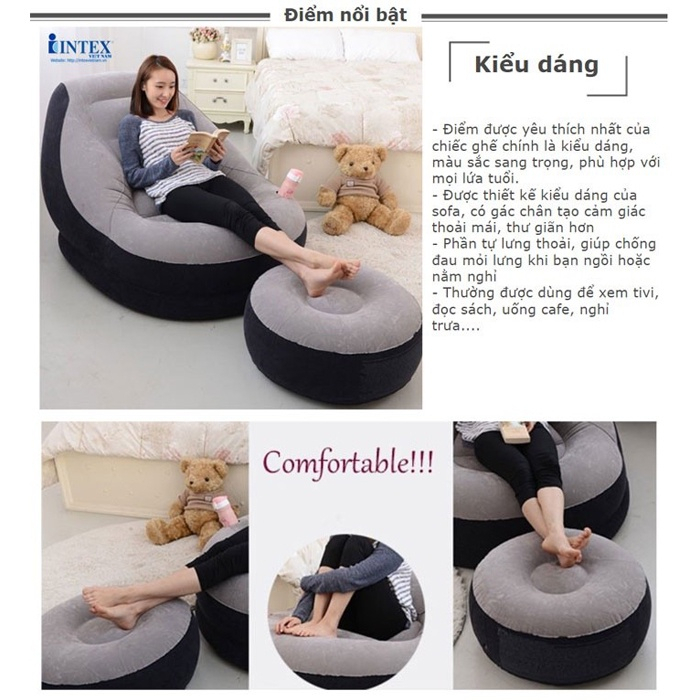 Ghế Hơi Intex Ghế tình yêu bơm hơi cao cấp Ghế Đệm Hơi Tựa Lưng, Sofa Hơi, Ghế Đệm Hơi Êm Ái.