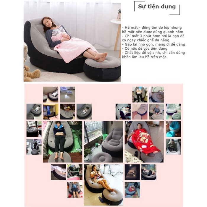 Ghế Hơi Intex Ghế tình yêu bơm hơi cao cấp Ghế Đệm Hơi Tựa Lưng, Sofa Hơi, Ghế Đệm Hơi Êm Ái.