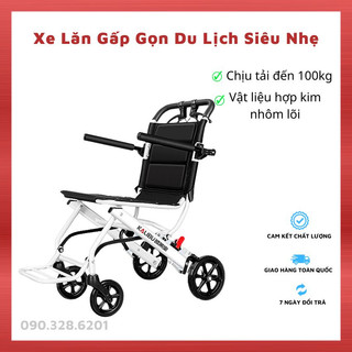 Xe lăn cho người già siêu nhẹ 7.2kg gấp gọn, xe lăn du lịch xếp gọn đa năng
