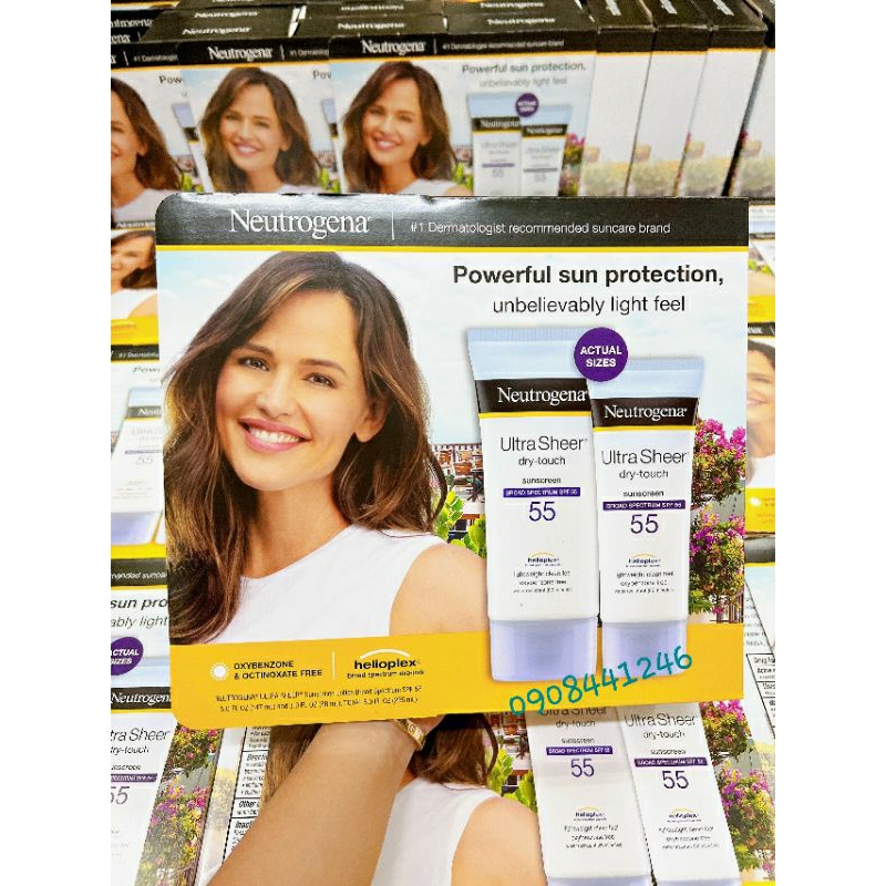 Hàng chuẩn Mỹ - Set kem chống nắng Neutrogena Spf 55 (Set gồm 2 tuýp 88ml và 147ml)