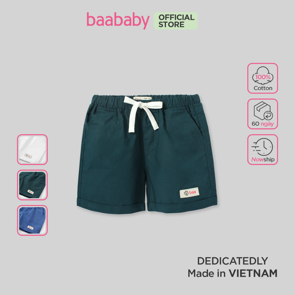 Quần short bé trai BAA BABY khakis lật lai kiểu dáng basic cho bé từ 1-7 tuổi - B-BT-QU33N-01