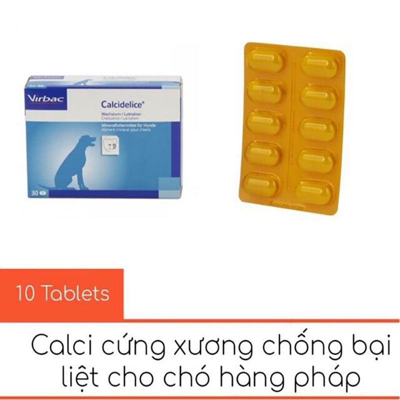 Calci Delice Virbac Pháp Hộp 30 Viên Bổ Sung Đầy Đủ Canxi và khoáng chất thiết yếu Dành Cho Chó