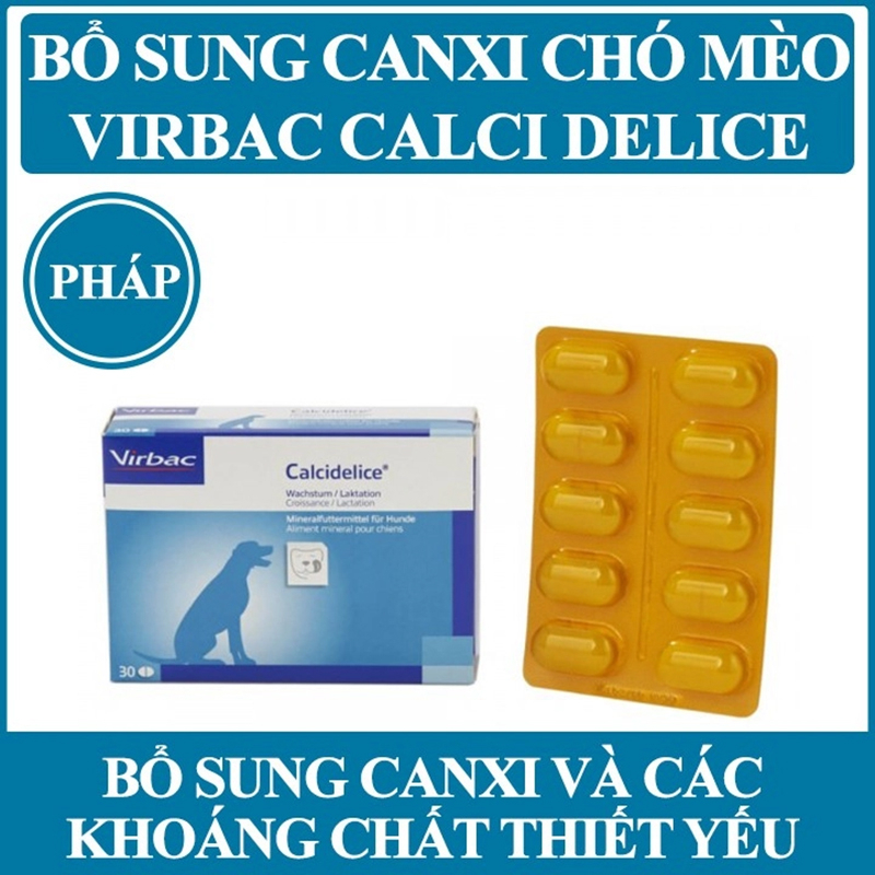 Calci Delice Virbac Pháp Hộp 30 Viên Bổ Sung Đầy Đủ Canxi và khoáng chất thiết yếu Dành Cho Chó
