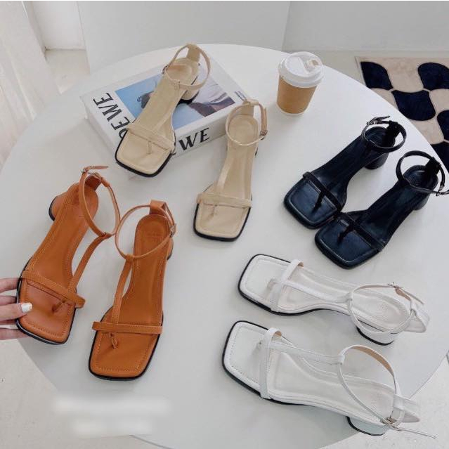 Giày Sandal Judy Quai Ngang Chữ T Dây Thanh Mảnh Cao 4p